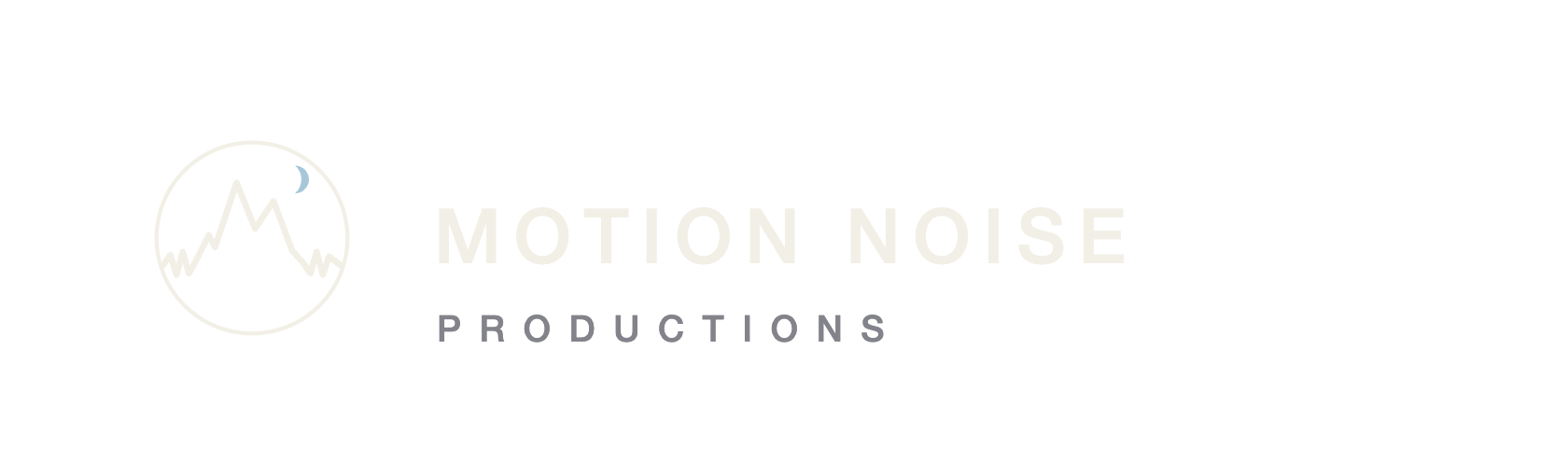Motion Noise Productions logo — waveform mountain ridgeline in a lens with crescent moon